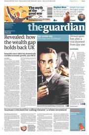 The Guardian (UK) Newspaper Front Page for 9 December 2014