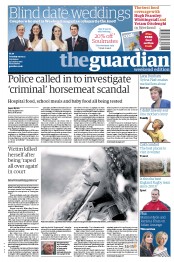 The Guardian Newspaper Front Page (UK) for 9 February 2013
