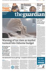 The Guardian (UK) Newspaper Front Page for 9 February 2016