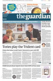 The Guardian (UK) Newspaper Front Page for 9 April 2015
