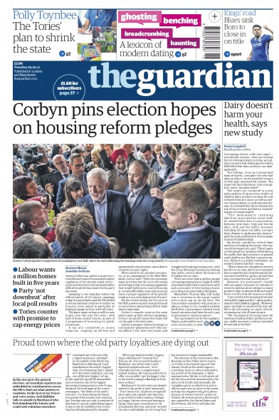 The Guardian Newspaper Front Page (UK) for 9 May 2017