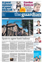 The Guardian (UK) Newspaper Front Page for 9 June 2012