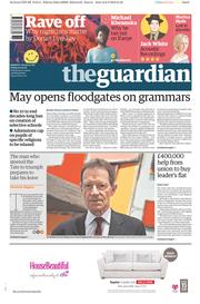 The Guardian (UK) Newspaper Front Page for 9 September 2016