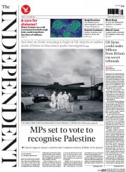 The Independent Newspaper Front Page (UK) for 10 October 2014