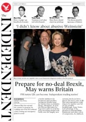 The Independent (UK) Newspaper Front Page for 10 October 2017