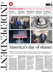 The Independent (UK) Newspaper Front Page for 10 December 2014