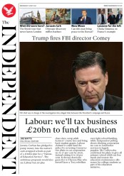 The Independent (UK) Newspaper Front Page for 10 May 2017
