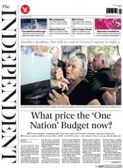 The Independent (UK) Newspaper Front Page for 10 July 2015