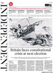 The Independent Newspaper Front Page (UK) for 10 September 2014