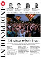 The Independent (UK) Newspaper Front Page for 11 October 2017