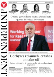 The Independent (UK) Newspaper Front Page for 11 January 2017