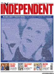The Independent Newspaper Front Page (UK) for 11 April 2013