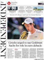The Independent Newspaper Front Page (UK) for 11 July 2015
