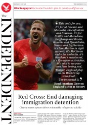 The Independent (UK) Newspaper Front Page for 11 July 2018