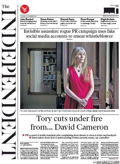 The Independent Newspaper Front Page (UK) for 12 November 2015