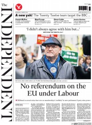 The Independent (UK) Newspaper Front Page for 12 March 2014
