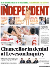 The Independent (UK) Newspaper Front Page for 12 June 2012
