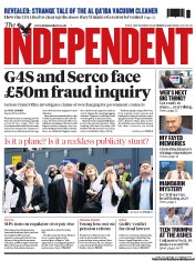 The Independent Newspaper Front Page (UK) for 12 July 2013