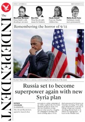 The Independent (UK) Newspaper Front Page for 12 September 2016