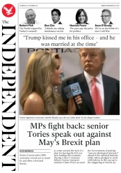 The Independent (UK) Newspaper Front Page for 13 October 2016