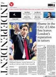 The Independent (UK) Newspaper Front Page for 13 November 2014