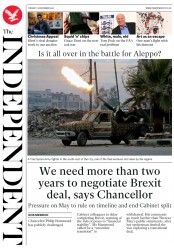 The Independent (UK) Newspaper Front Page for 13 December 2016