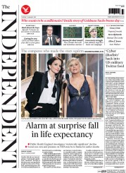 The Independent (UK) Newspaper Front Page for 13 January 2015