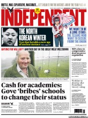 The Independent Newspaper Front Page (UK) for 13 February 2013