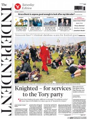 The Independent (UK) Newspaper Front Page for 13 June 2015