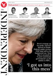 The Independent (UK) Newspaper Front Page for 13 June 2017