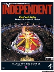 The Independent (UK) Newspaper Front Page for 13 August 2012
