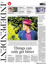 The Independent (UK) Newspaper Front Page for 13 August 2015