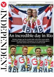 The Independent (UK) Newspaper Front Page for 13 August 2016