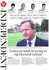 The Independent (UK) Newspaper Front Page for 13 September 2016