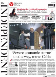 The Independent (UK) Newspaper Front Page for 14 November 2015
