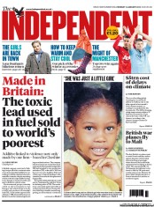 The Independent (UK) Newspaper Front Page for 14 January 2013