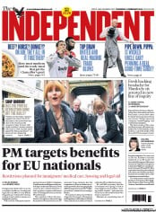 The Independent Newspaper Front Page (UK) for 14 February 2013