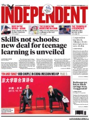 The Independent Newspaper Front Page (UK) for 15 October 2013
