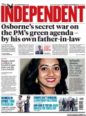 The Independent (UK) Newspaper Front Page for 15 November 2012
