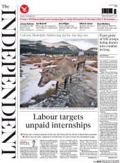 The Independent (UK) Newspaper Front Page for 15 December 2014