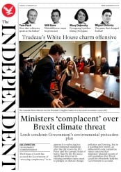 The Independent (UK) Newspaper Front Page for 15 February 2017