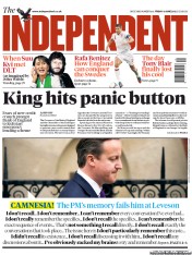 The Independent (UK) Newspaper Front Page for 15 June 2012