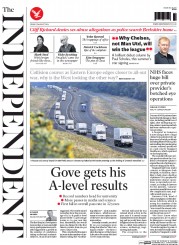 The Independent Newspaper Front Page (UK) for 15 August 2014