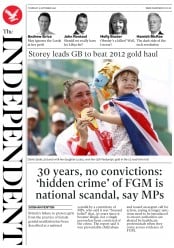 The Independent (UK) Newspaper Front Page for 15 September 2016