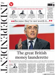The Independent (UK) Newspaper Front Page for 16 October 2014