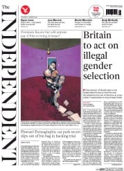 The Independent (UK) Newspaper Front Page for 16 January 2014