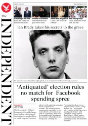 The Independent (UK) Newspaper Front Page for 16 May 2017