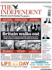 The Independent (UK) Newspaper Front Page for 16 June 2011