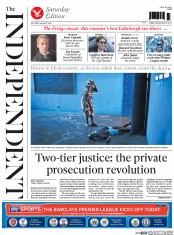 The Independent Newspaper Front Page (UK) for 16 August 2014