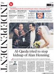 The Independent (UK) Newspaper Front Page for 16 September 2014